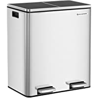 Los mejores  - SONGMICS Cubo de Basura de Reciclaje con Pedal- con 2 Cubos Interiores de 2 x 30 L- de Acero Inoxidable sin Huellas…